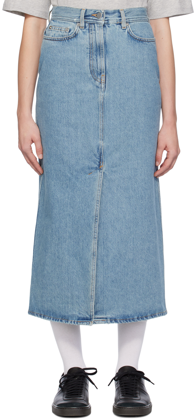 Синяя джинсовая длинная юбка Rona Loulou Studio