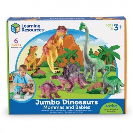 Обучающие ресурсы, Набор коллекционных фигурок, Мамы и дети, Динозавры, набор из 6 шт. Learning Resources цена и фото