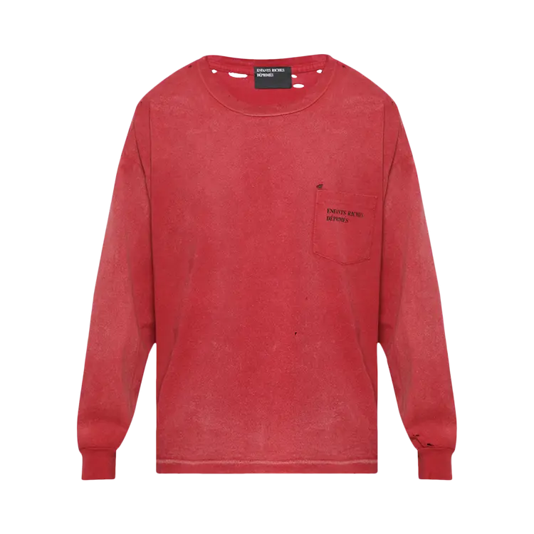 

Футболка Enfants Riches Déprimés Thrashed Logo Long-Sleeve Pocket 'Faded Red/Black', красный