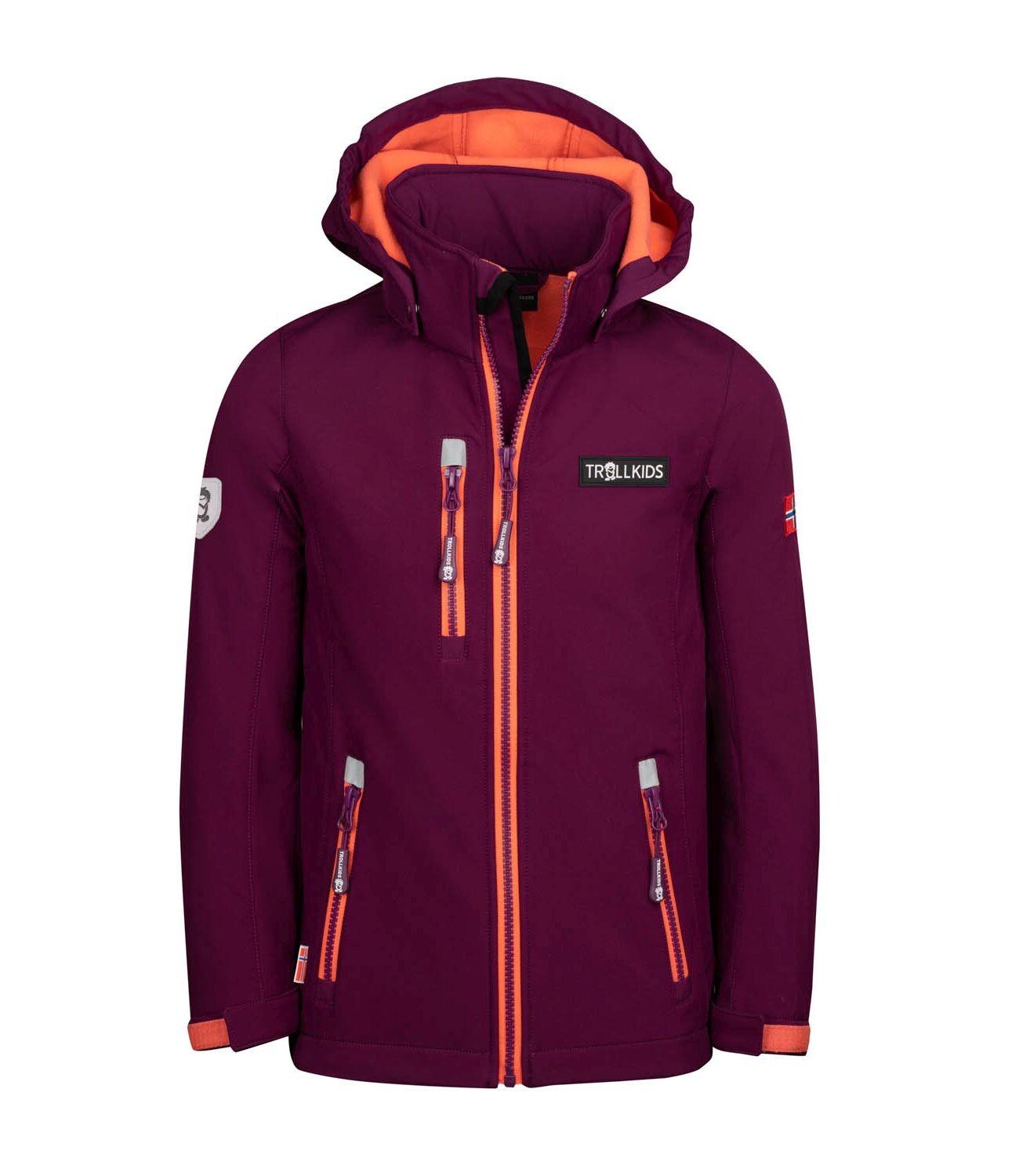 

Куртка софтшелл Trollkids Softshell Jacke Preikestolen, цвет Maulbeere/Pfirsich
