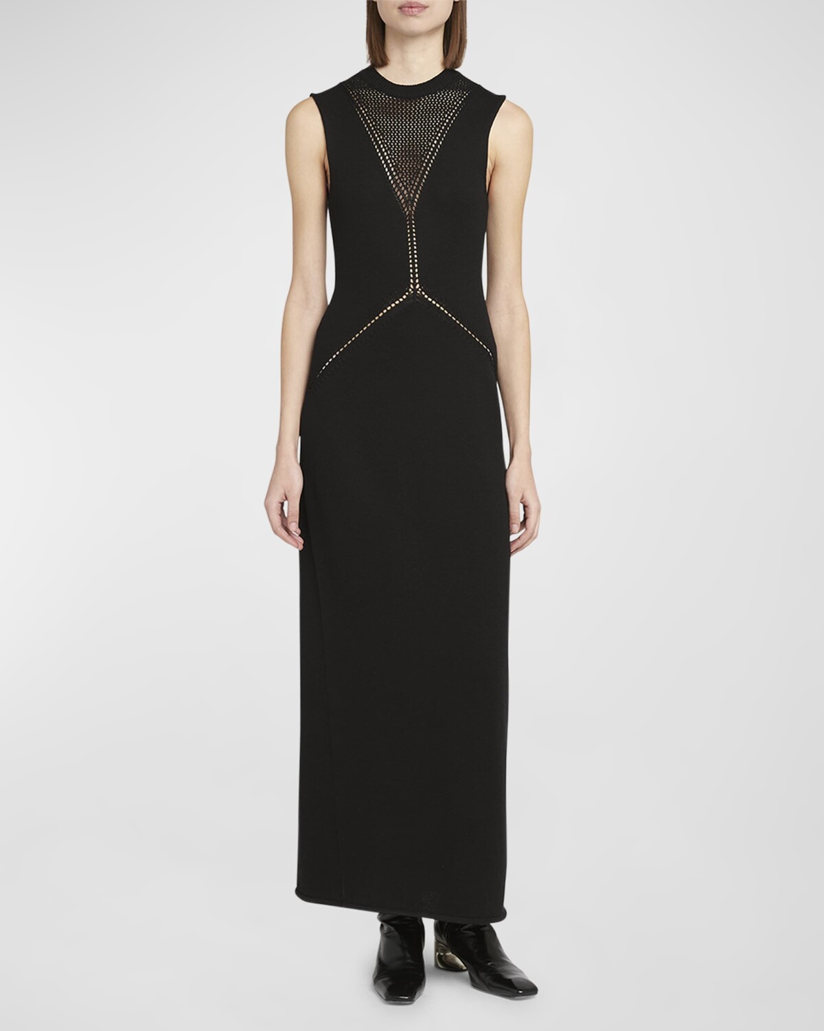 

Платье макси из кружевной ткани с петлями Jil Sander, цвет Black