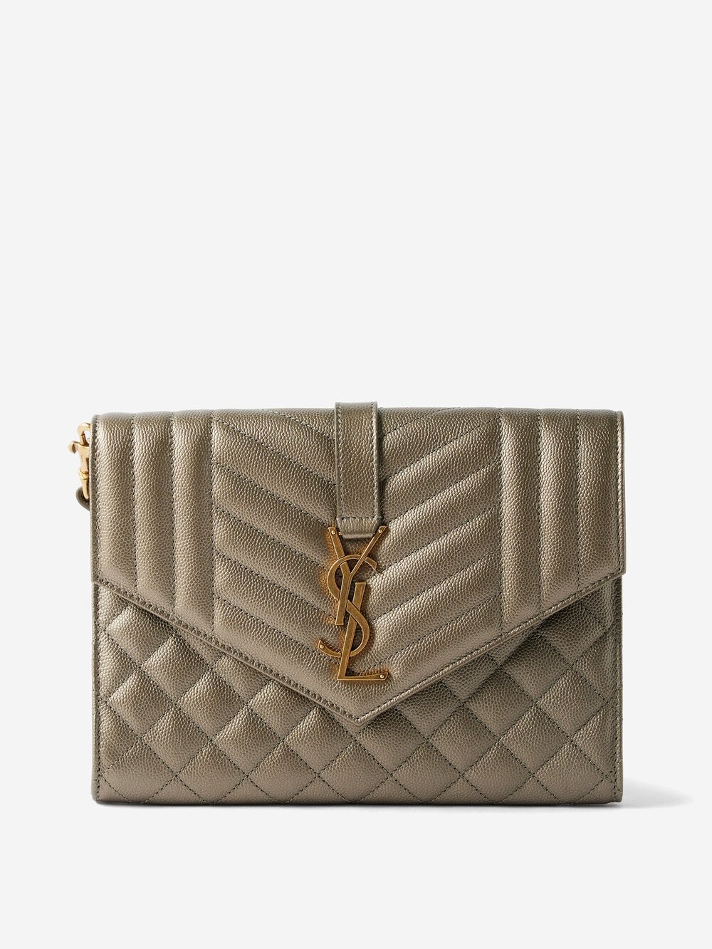 

Стеганая кожаная сумка на руку ysl с бляшкой Saint Laurent, коричневый