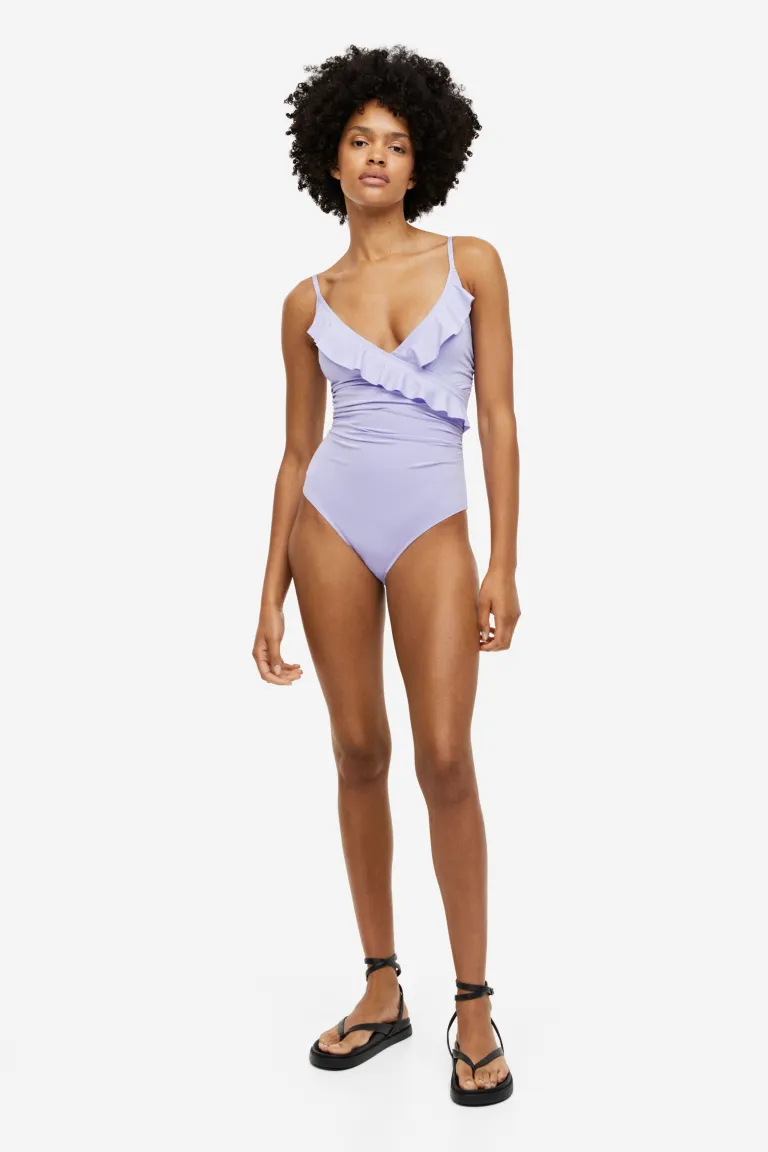 Цельный корректирующий купальник H&M, фиолетовый