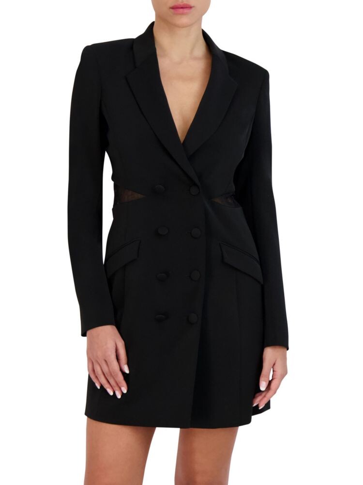

Мини-платье-блейзер с сетчатой вставкой Bcbgmaxazria, черный
