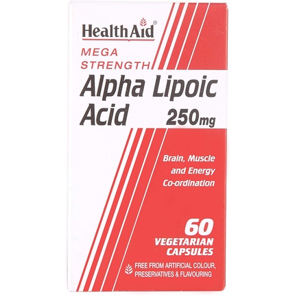 HealthAid Альфа-липоевая кислота 250 мг 60 растительных капсул healthaid альфа липоевая кислота 250 мг 60 растительных капсул