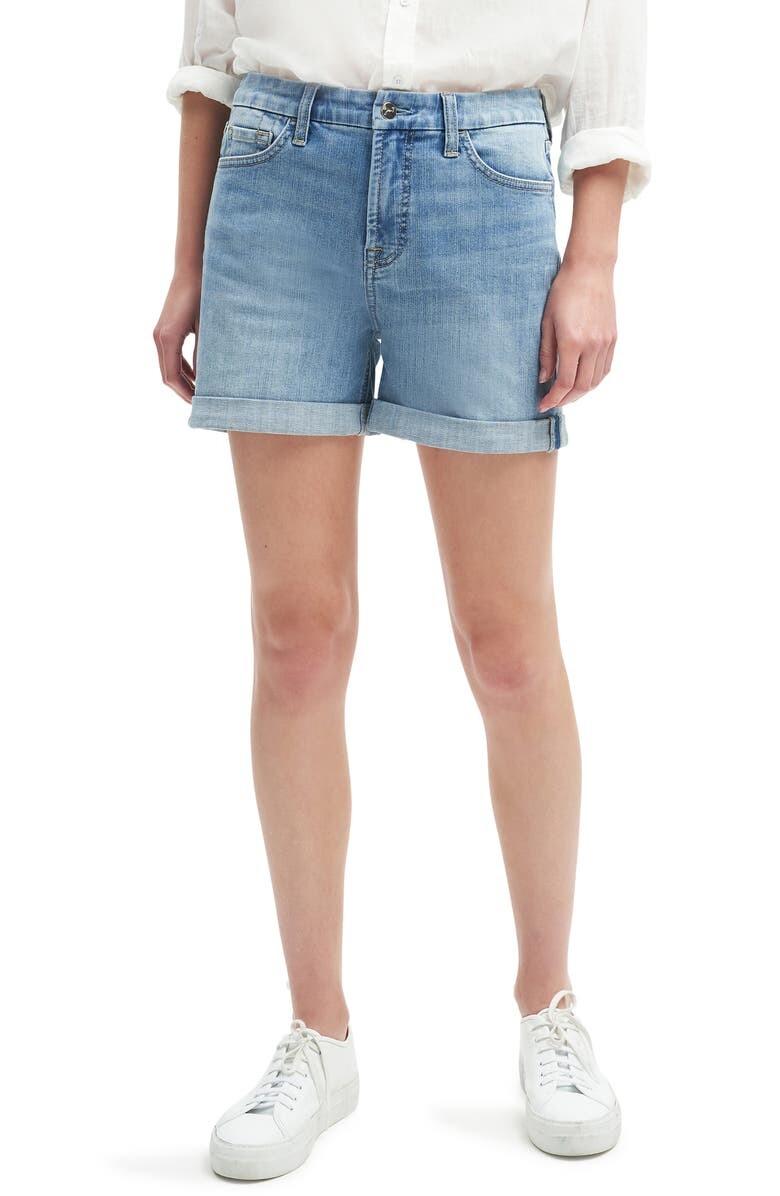 

Джинсовые шорты с завышенной талией и манжетами JEN7 BY 7 FOR ALL MANKIND