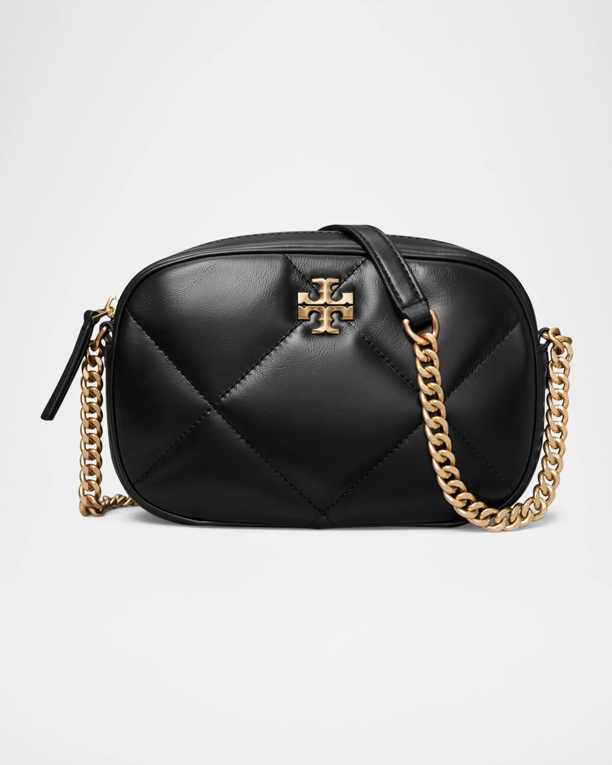 

Стеганая кожаная сумка через плечо Kira Diamond Tory Burch, цвет Taupe Oak