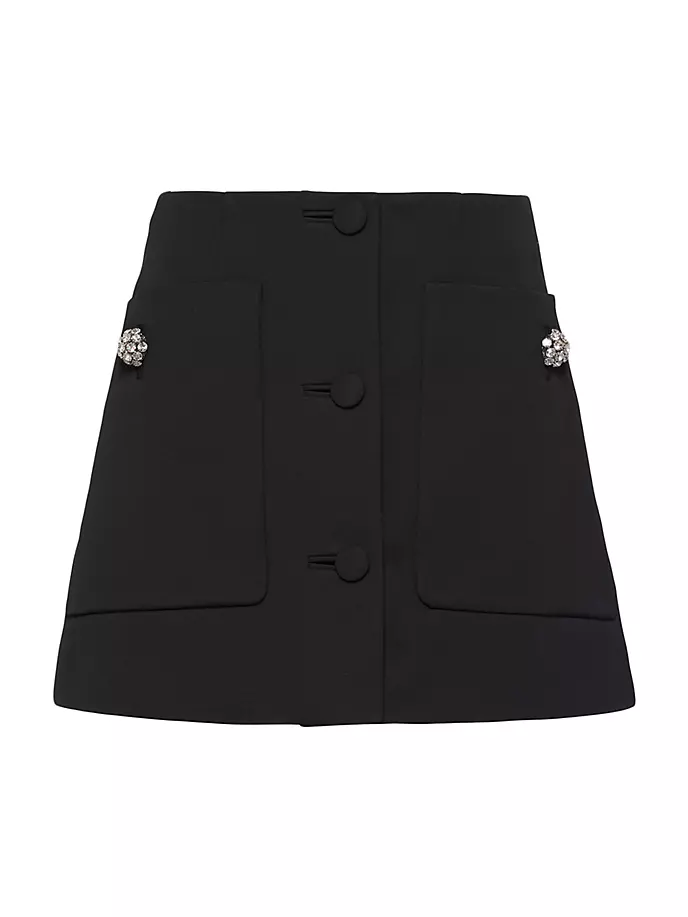 Шерстяная атласная мини-юбка Prada, черный