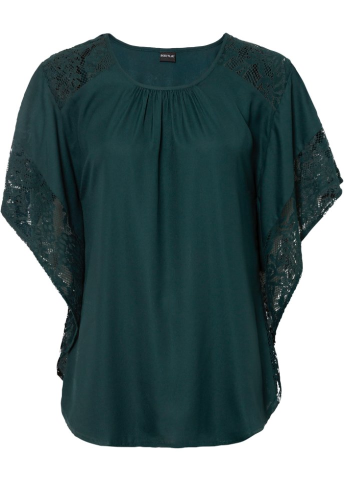 Блузка с кружевными деталями Bodyflirt, зеленый