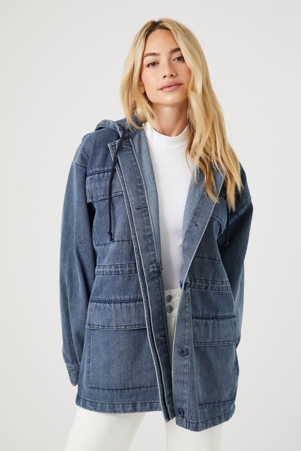 

Джинсовая куртка с капюшоном Forever 21, деним