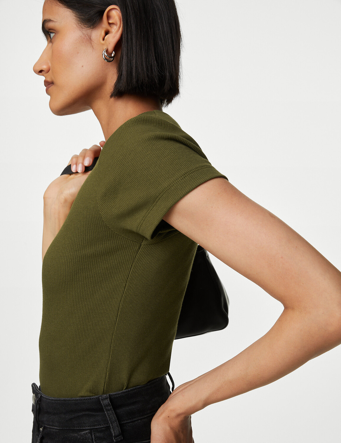 

Хлопковая футболка узкого кроя Marks & Spencer, темно-синий