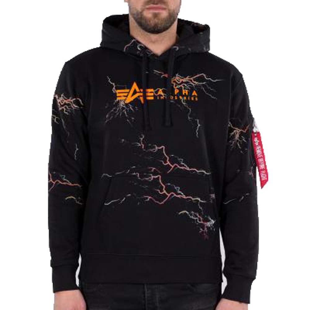 

Худи Alpha Industries Lightning All Over Print, черный