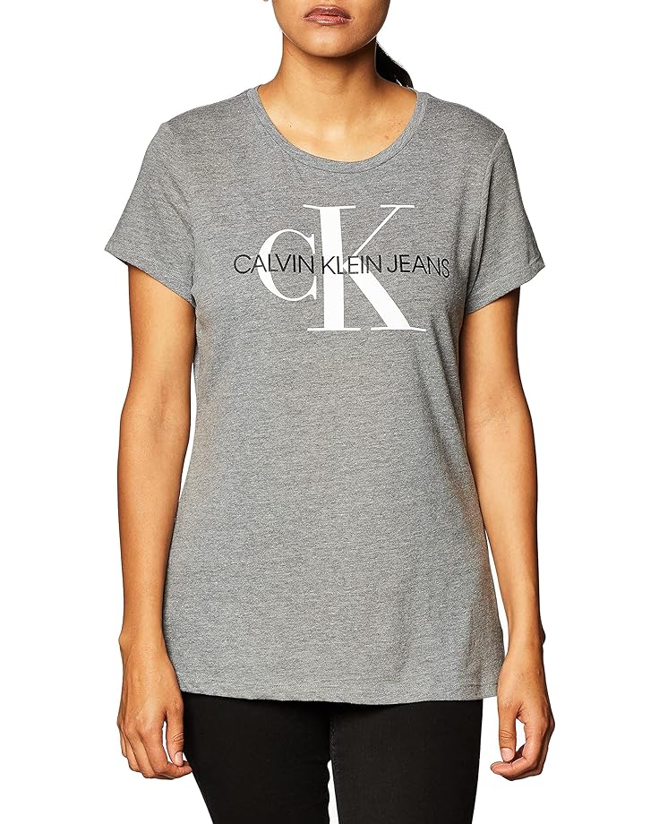 Футболка Calvin Klein Short Sleeve Cropped Logo, цвет Medium Heather Grey/White