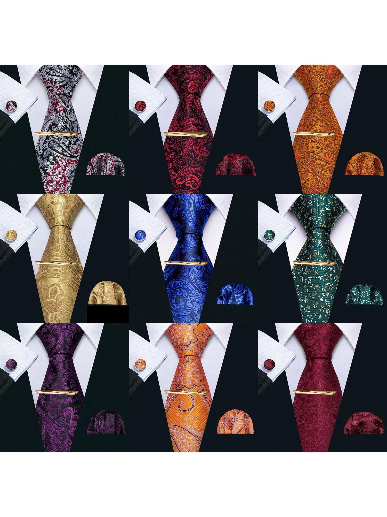 Мужской галстук с узором пейсли и квадратный платок Barry Wang, многоцветный