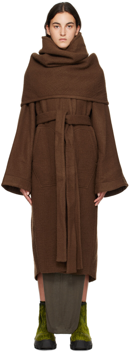 

Rick Owens Коричневое пальто с кинжалом, Коричневый, Rick Owens Коричневое пальто с кинжалом