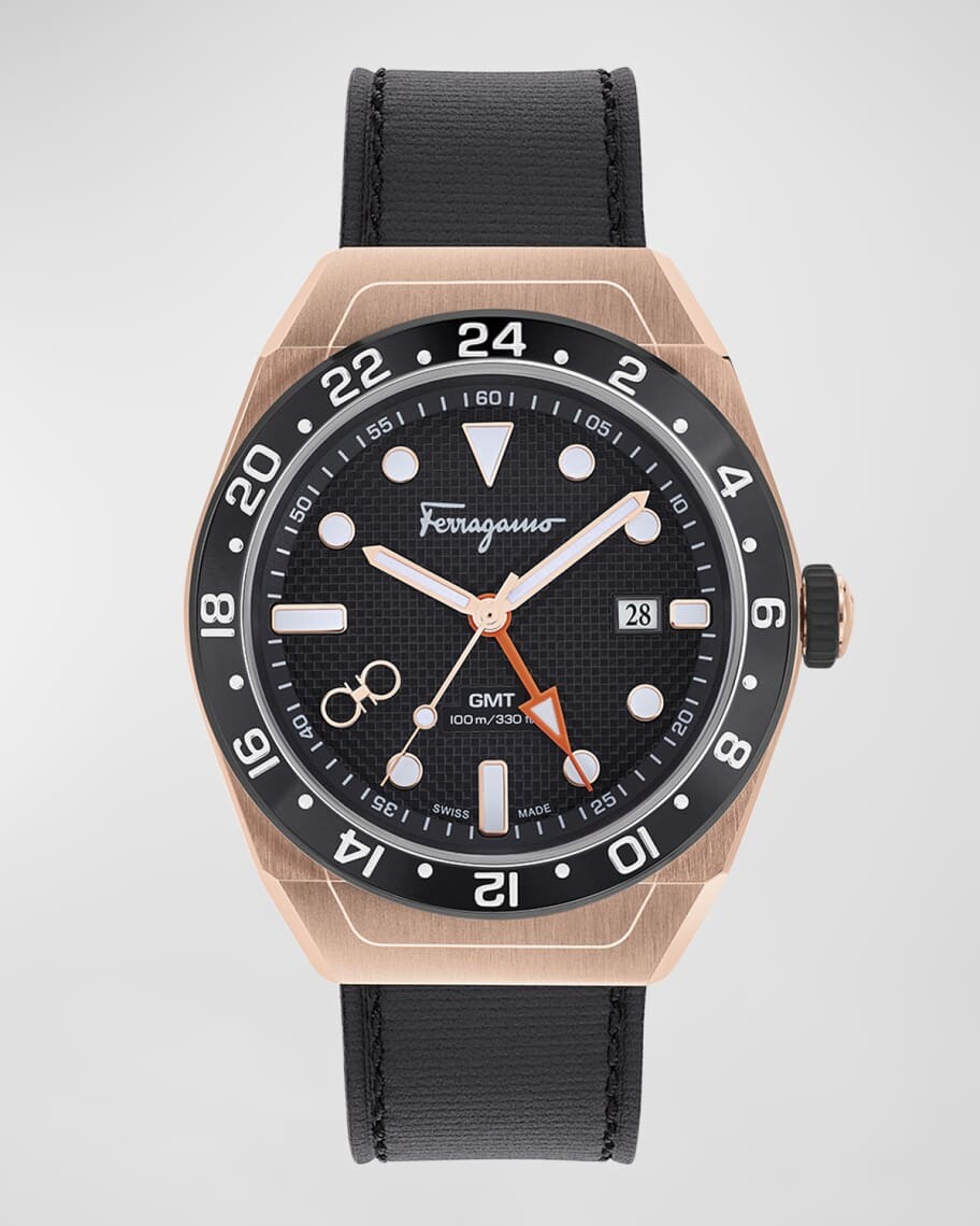 

Мужские часы Ferragamo SLX GMT с кожаным ремешком, 43 мм