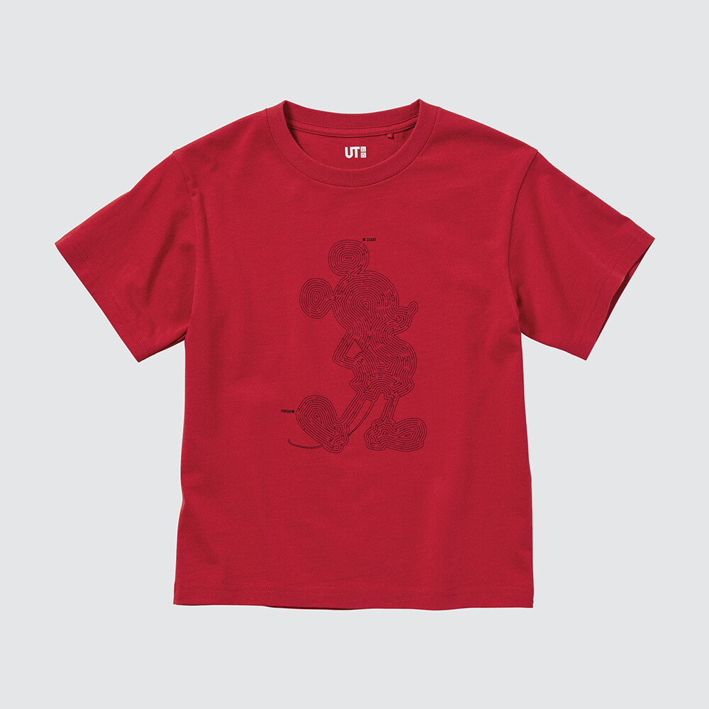 

Футболка Uniqlo Mickey Stands унисекс с принтом и короткими рукавами, красный