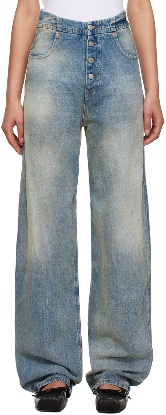 

Синие потертые джинсы MM6 Maison Margiela