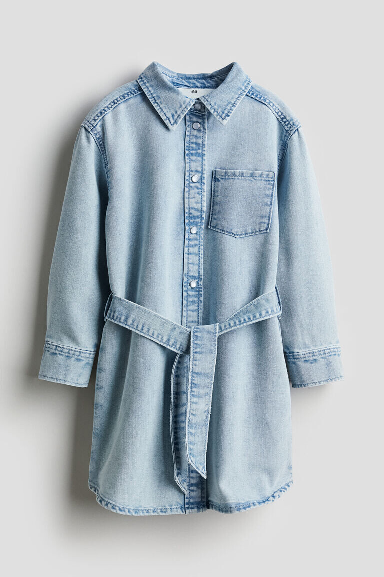 

Джинсовое платье-рубашка H&M, синий