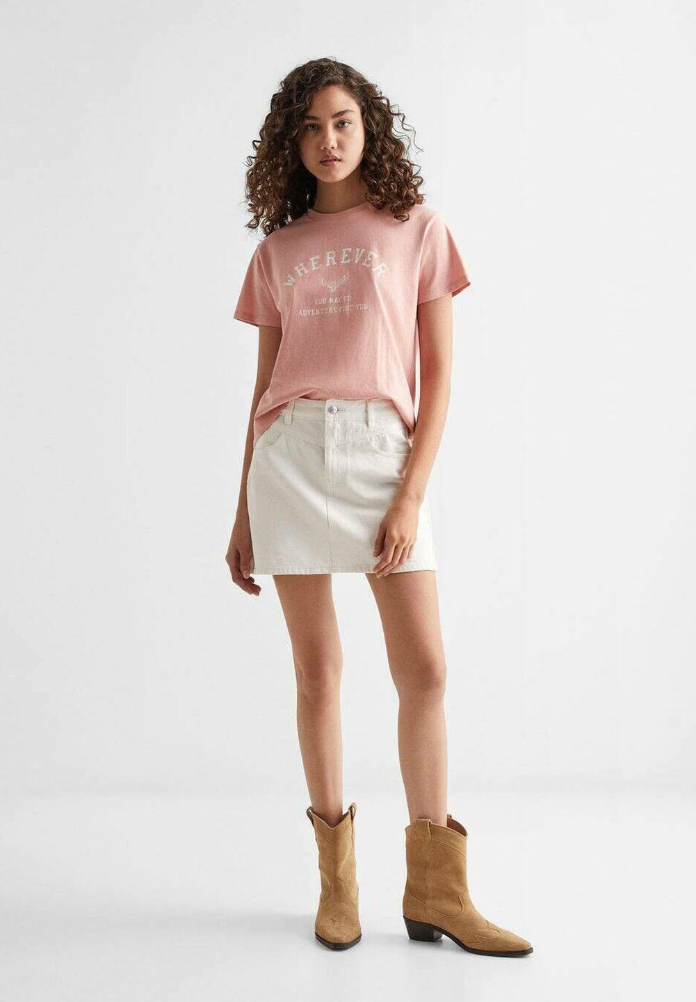 

Мини-юбка Yoke Mango, цвет off white