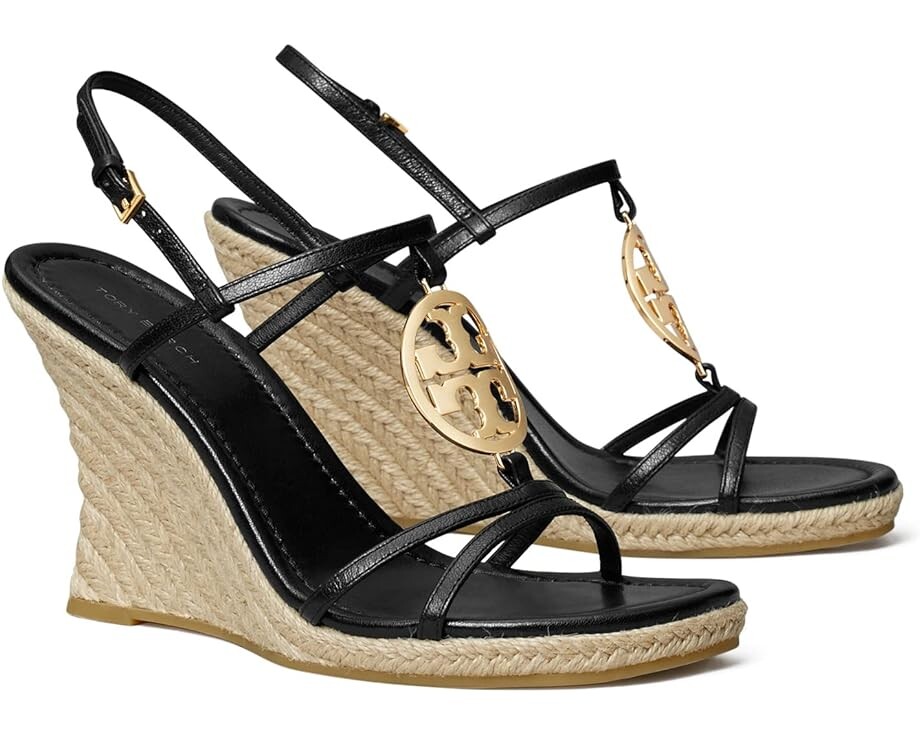 

Туфли Tory Burch Capri Miller Espadrille Wedge 85 mm, цвет Perfect Black/Wheat