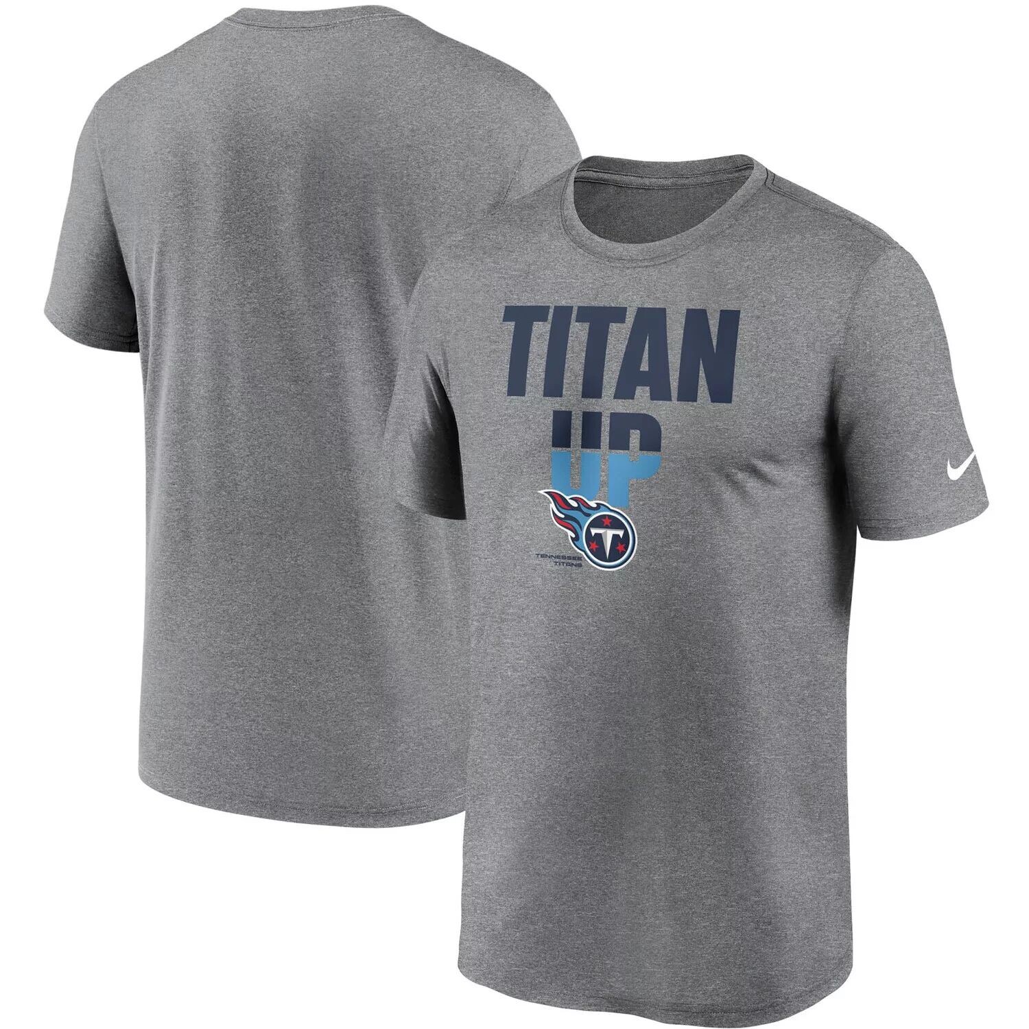 

Мужская футболка Nike Heathered Charcoal Tennessee Titans Legend Local Phrase Performance