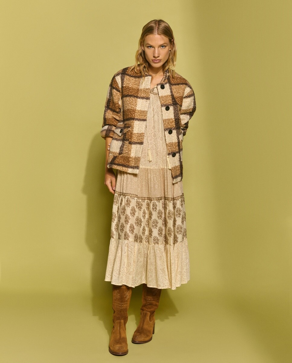 

Клетчатый фигурный женский жакет Southern Cotton, коричневый