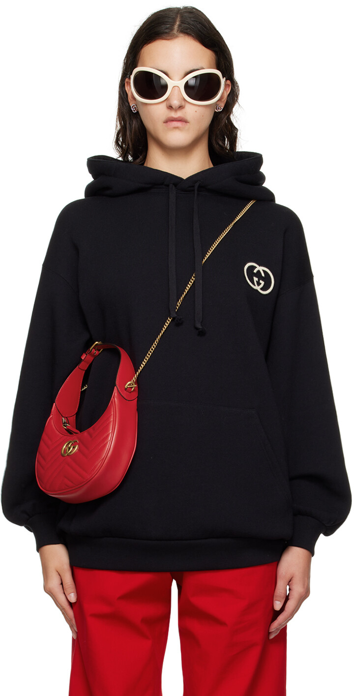 

Черный худи с вышивкой Gucci