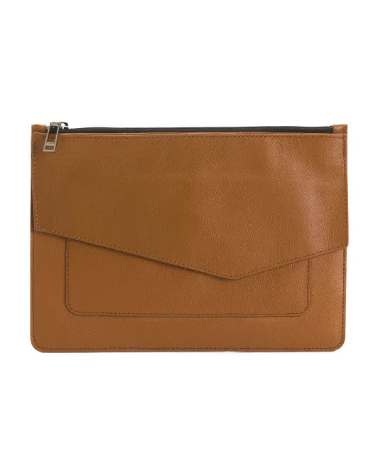 

Большой кожаный клатч с ремешком на руку Botkier, цвет Coffee