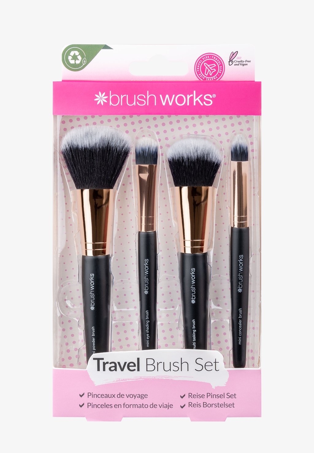 Набор кистей Brushworks Travel Makeup Brush Set Brushworks, цвет black & gold