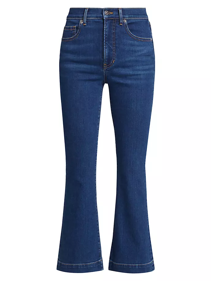Укороченные расклешенные джинсы Carson с высокой посадкой Veronica Beard, цвет bright blue расклешенные джинсы carly со средней посадкой veronica beard цвет sierra blue