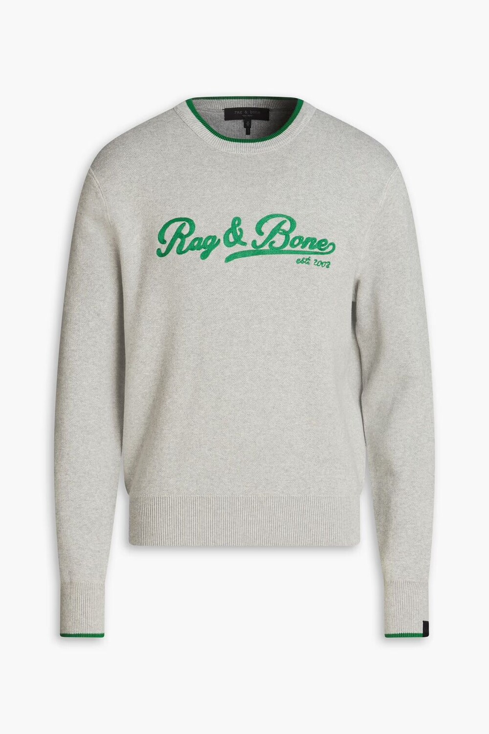 

Хлопковый свитер с университетской вышивкой Rag & Bone, светло-серый