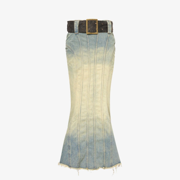 

Джинсовая юбка макси «рыбий хвост» с поясом Jaded London, цвет denim blue