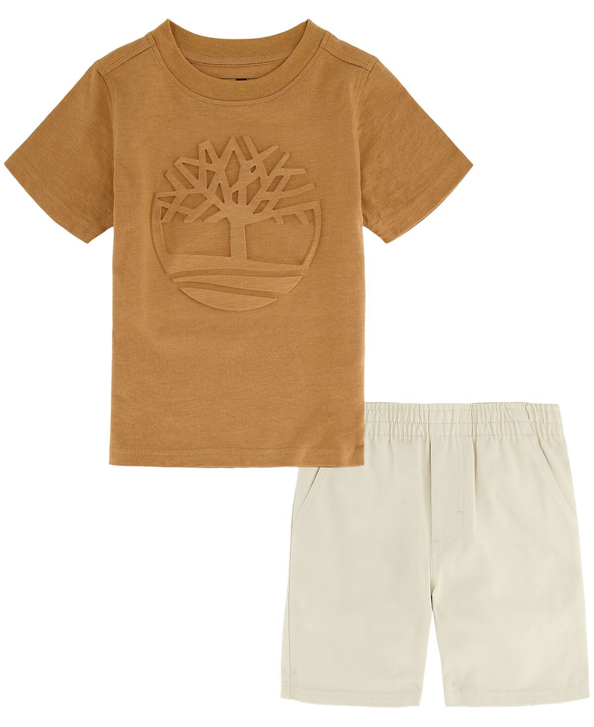 

Комплект из футболки с тисненым логотипом Little Boys и саржевых шорт, 2 предмета Timberland