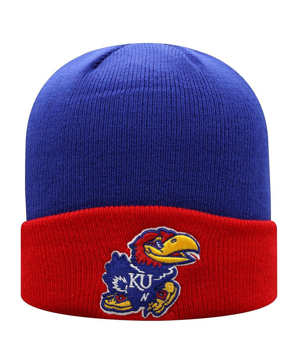 

Мужская королевская красная двухцветная вязаная шапка Kansas Jayhawks Core с манжетами Top of the World