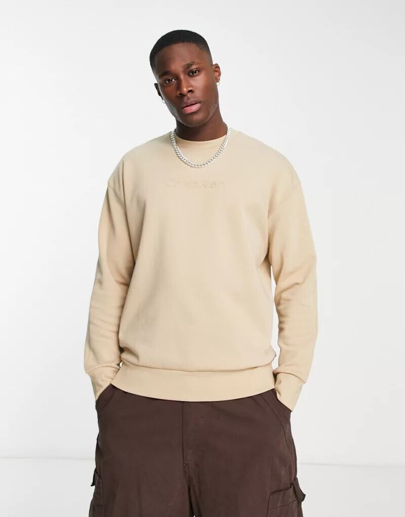 

Бежевая толстовка с логотипом Calvin Klein