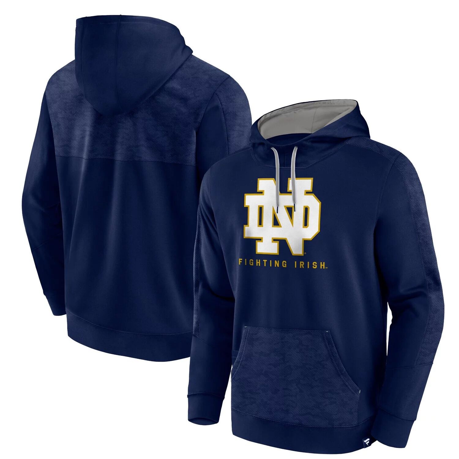 

Мужской темно-синий пуловер с капюшоном с фирменным логотипом Notre Dame Fighting Irish Defender Fanatics