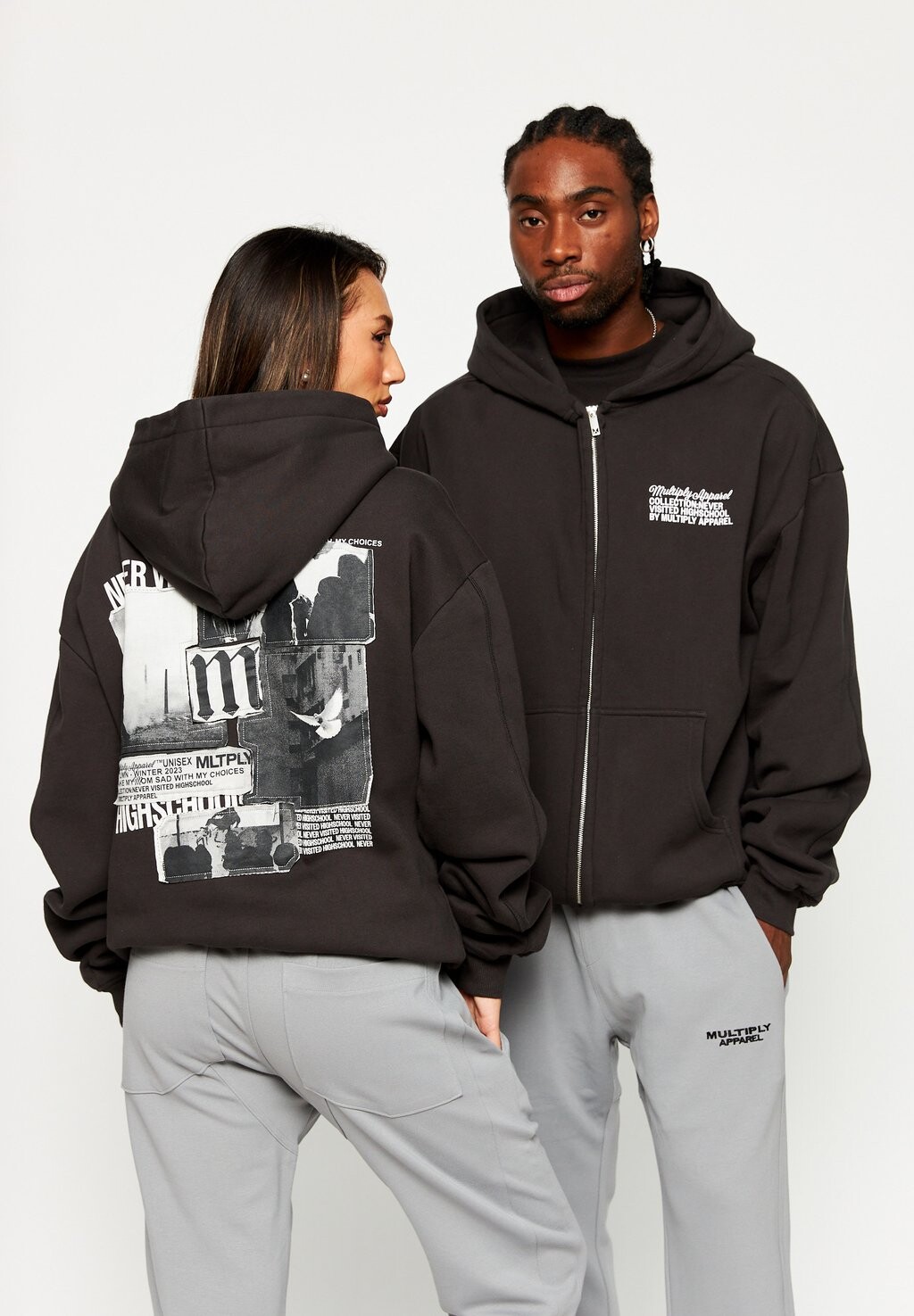 

Толстовка на молнии Oversize Zip Riots Multiply Apparel, цвет black soda washed