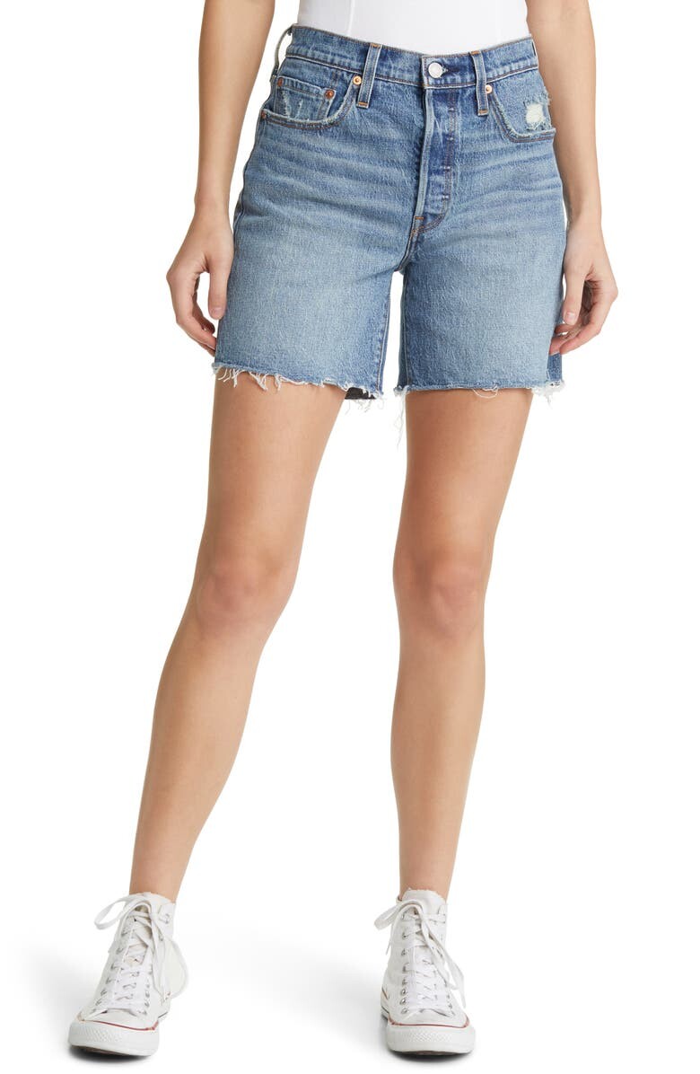 

501 Джинсовые шорты с вырезами до середины бедра LEVIS