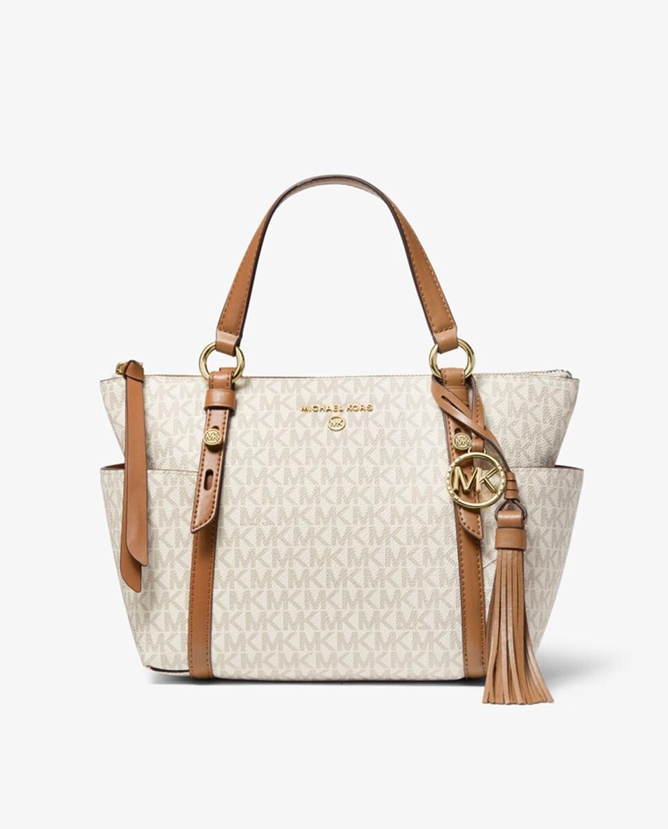 

Кремовая сумка-тоут на плечо Nomad с логотипами Michael Michael Kors, кремовый