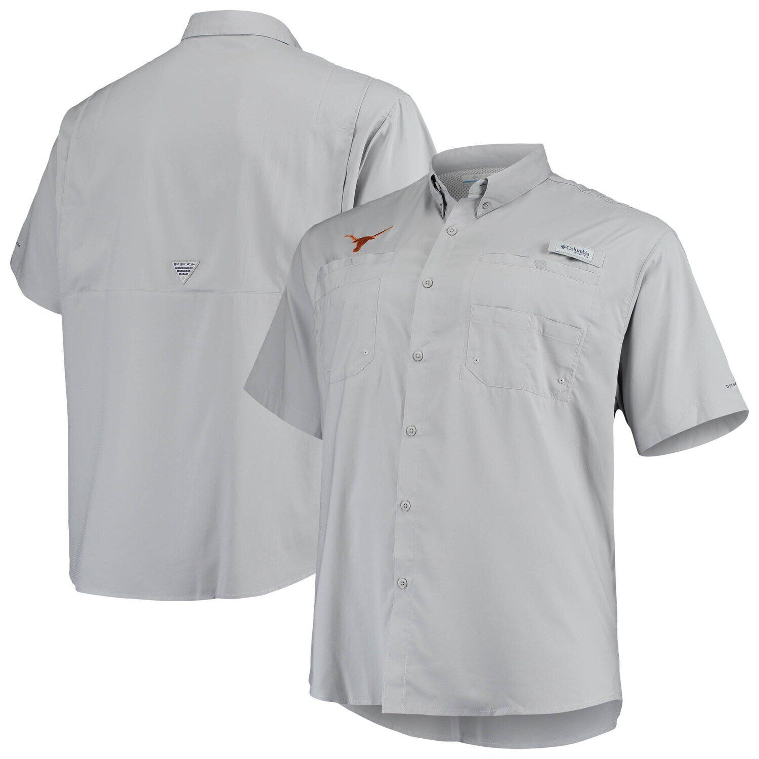 

Мужская рубашка на пуговицах Columbia Grey Texas Longhorns Big & Tall Tamiami Omni-Shade