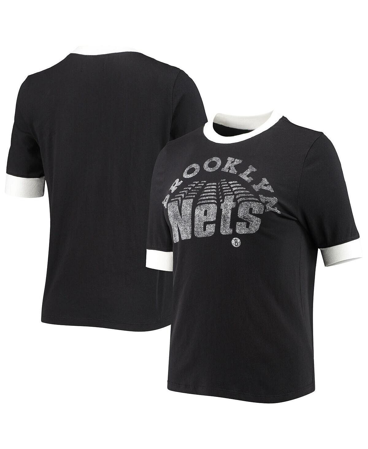 

Черная женская футболка Brooklyn Nets Slim Ringer Junk Food, черный