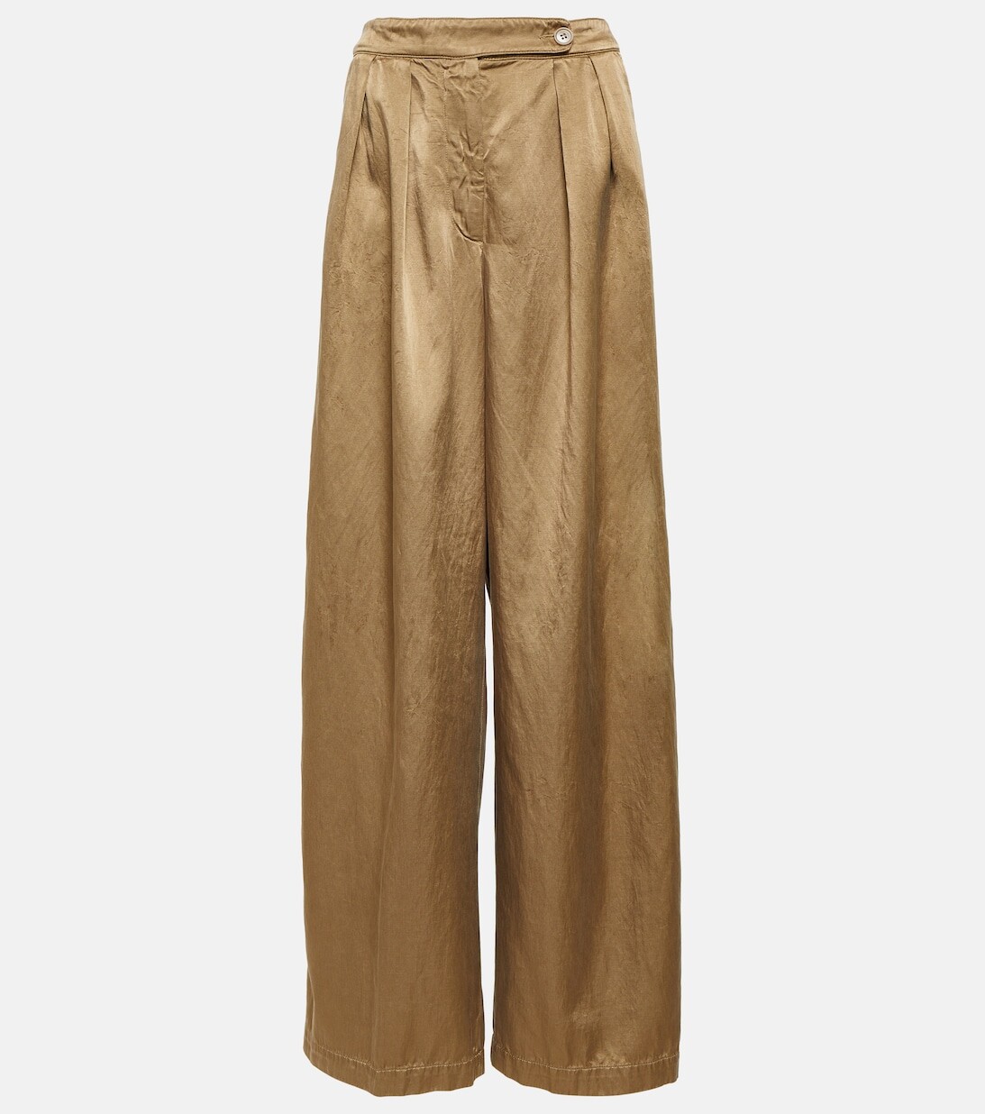 

Широкие брюки из твила с высокой посадкой DRIES VAN NOTEN, бежевый