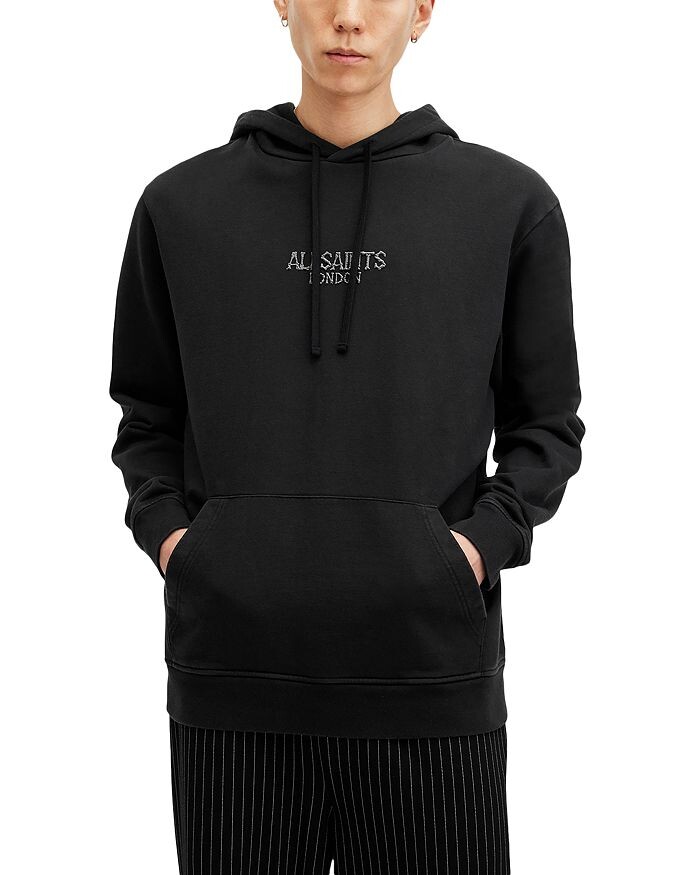 

Хлопковое худи ALLSAINTS Bones с вышитым логотипом, черный