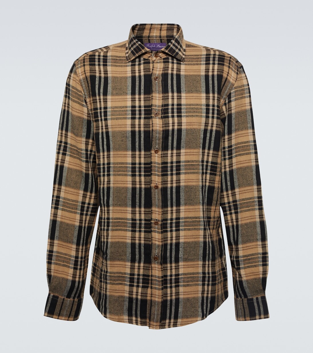 

Клетчатая рубашка из смесового льна Ralph Lauren Purple Label, разноцветный