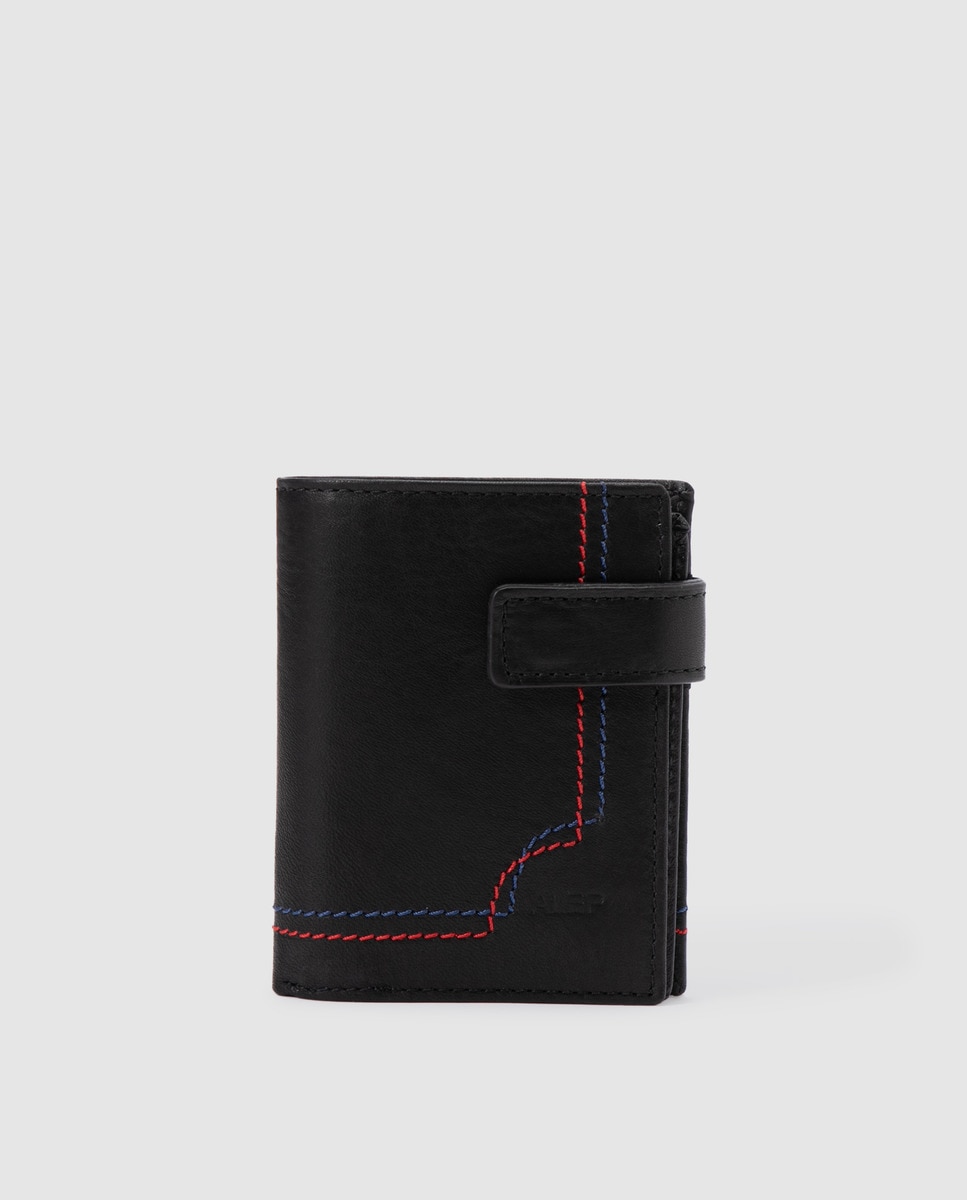 цена Alep мужской черный кожаный вертикальный кошелек с застежкой Alep, черный
