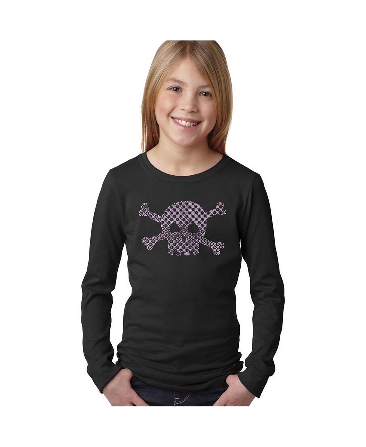 

Футболка с длинным рукавом Big Girl's Word Art — XOXO Skull LA Pop Art