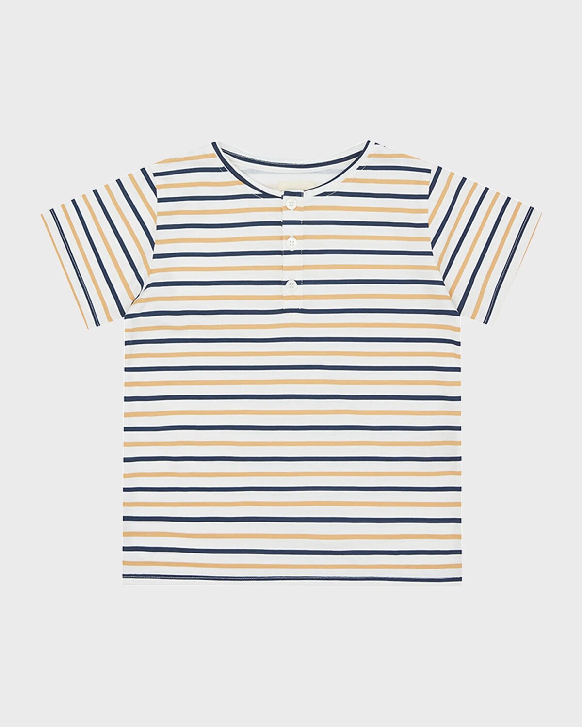

Детская хлопковая футболка на пуговицах, размеры 1–6 Vild - House of Little, цвет Mustard/Navy Stripe