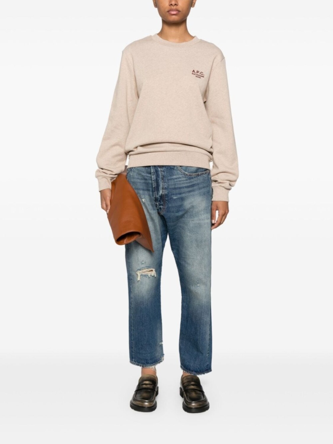 

A.P.C. хлопковая толстовка с вышитым логотипом, нейтральный цвет