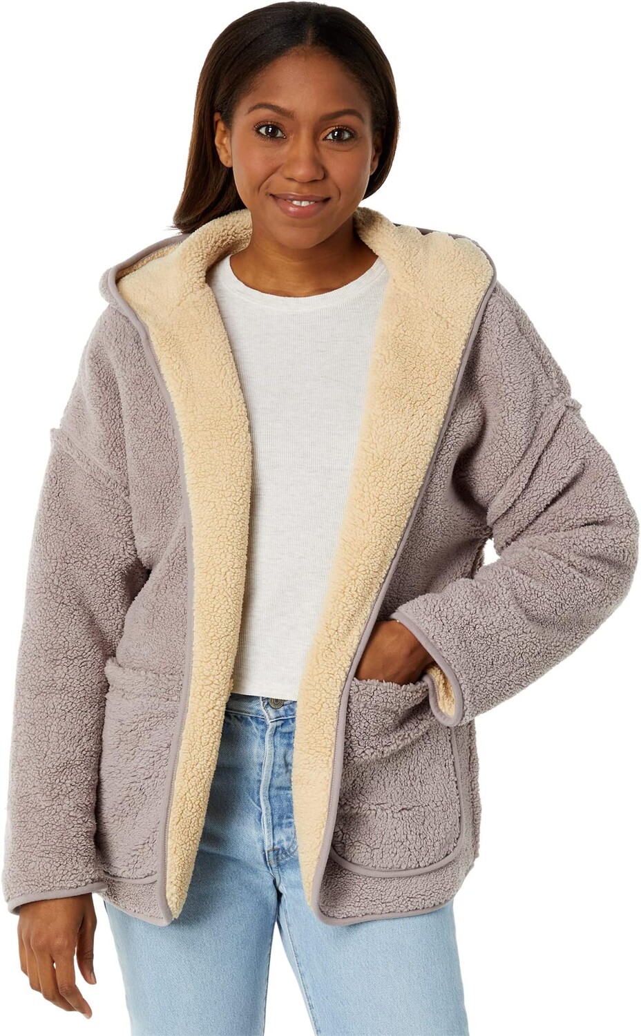 

Свитер Reversible Sherpa Cardigan Lucky Brand, цвет Satellite